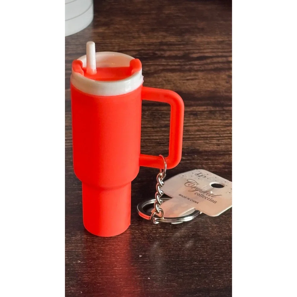 Crystal Collection Neon Orange Silicone Tumbler Keychain Mini Mug Charm